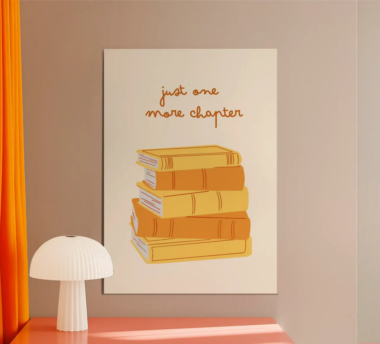 "Poster per l'impilaggio del libro "Solo un capitolo in più poster con telaio in alluminio da vintagepod
