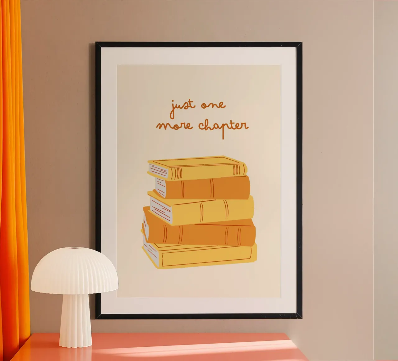 "Poster per l'impilaggio del libro "Solo un capitolo in più poster con telaio in alluminio da vintagepod