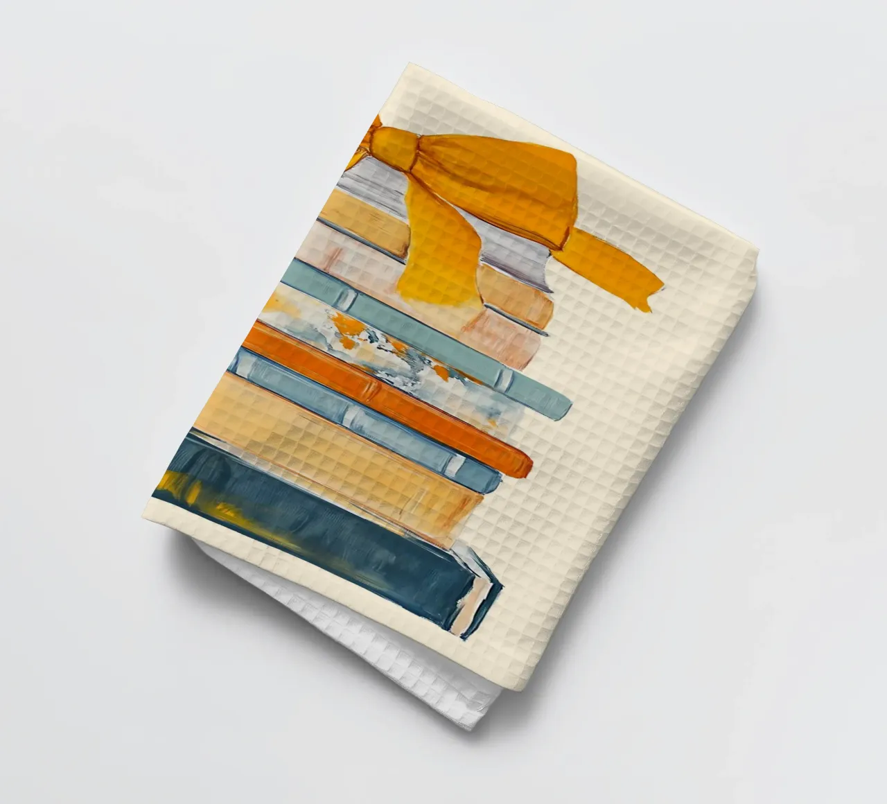 Pile de livres avec nœud jaune Poster abstrait torchon de vintagepod