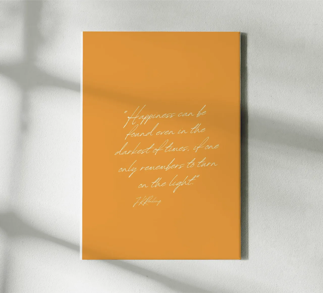 J.K. Rowling Zitat "Mach das Licht an" Poster Leinwand mit Schattenfugenrahmen von vintagepod