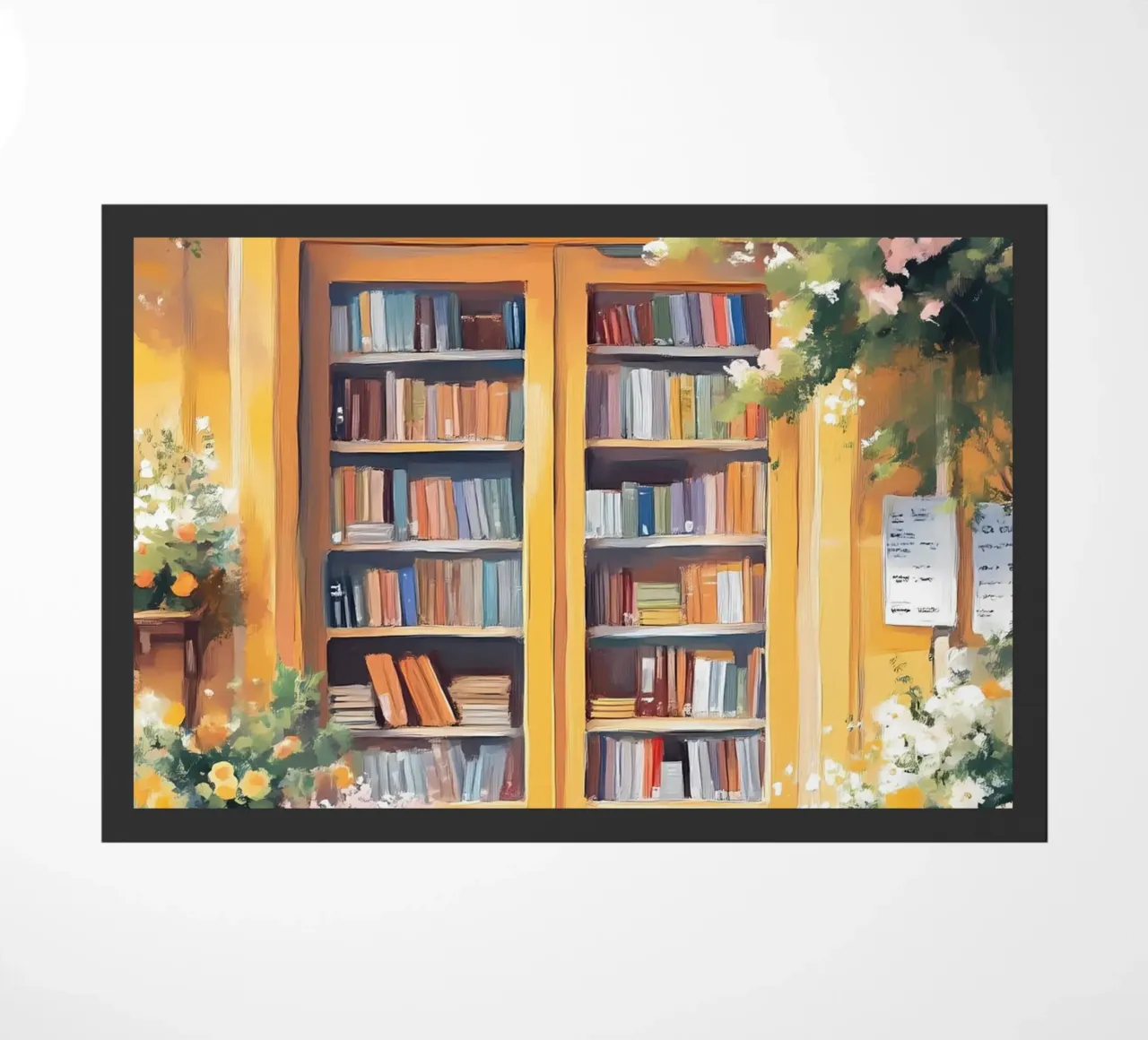 Poster acquerellato per l'ingresso di una libreria di charme zerbino da vintagepod