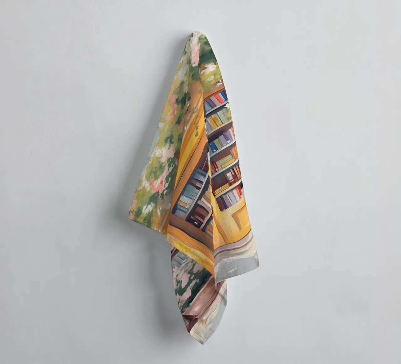 Poster acquerellato per l'ingresso di una libreria di charme asciugamano da bagno da vintagepod