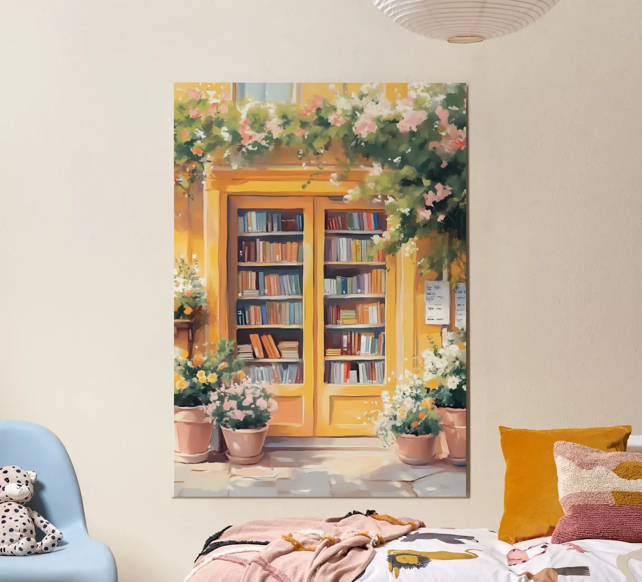 Poster acquerellato per l'ingresso di una libreria di charme poster da vintagepod