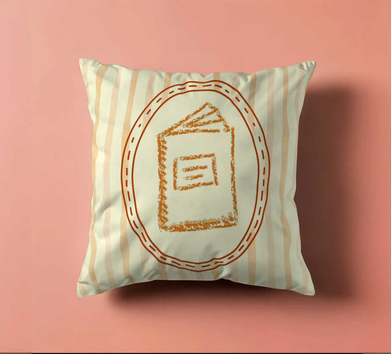 Minimalist Book in Oval Frame Library Art decorative cushion by vintagepod