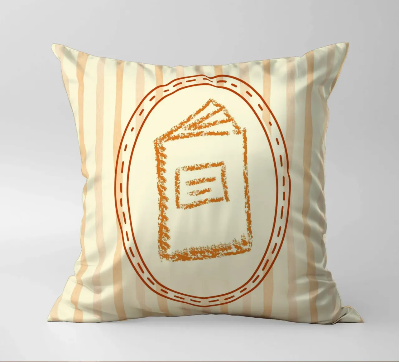Minimalist Book in Oval Frame Library Art decorative cushion by vintagepod