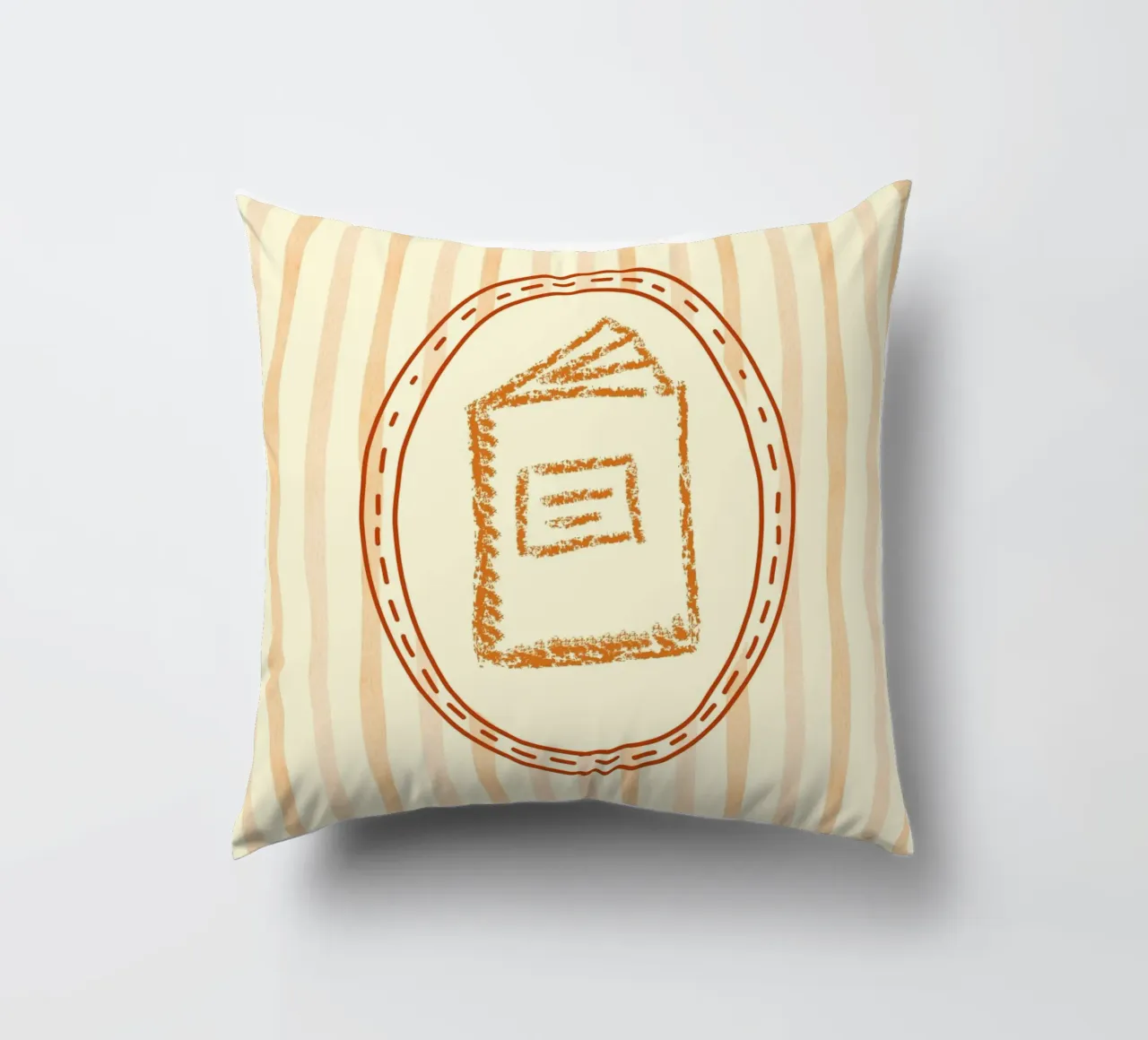 Minimalist Book in Oval Frame Library Art decorative cushion by vintagepod