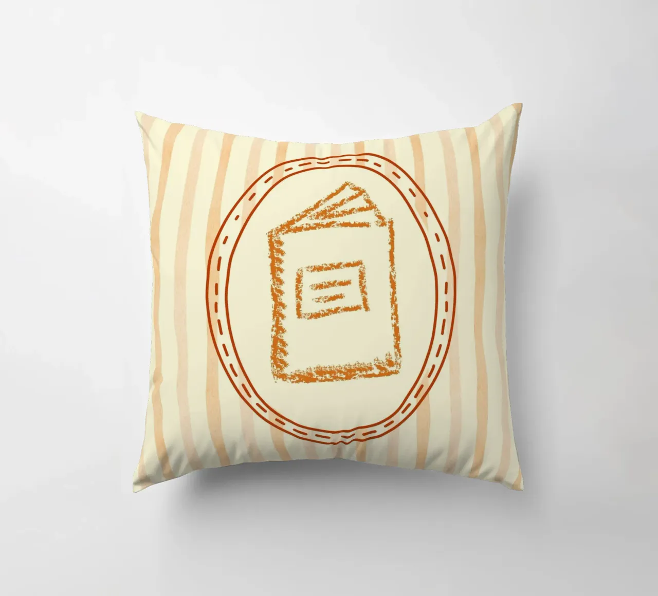 Minimalist Book in Oval Frame Library Art decorative cushion by vintagepod