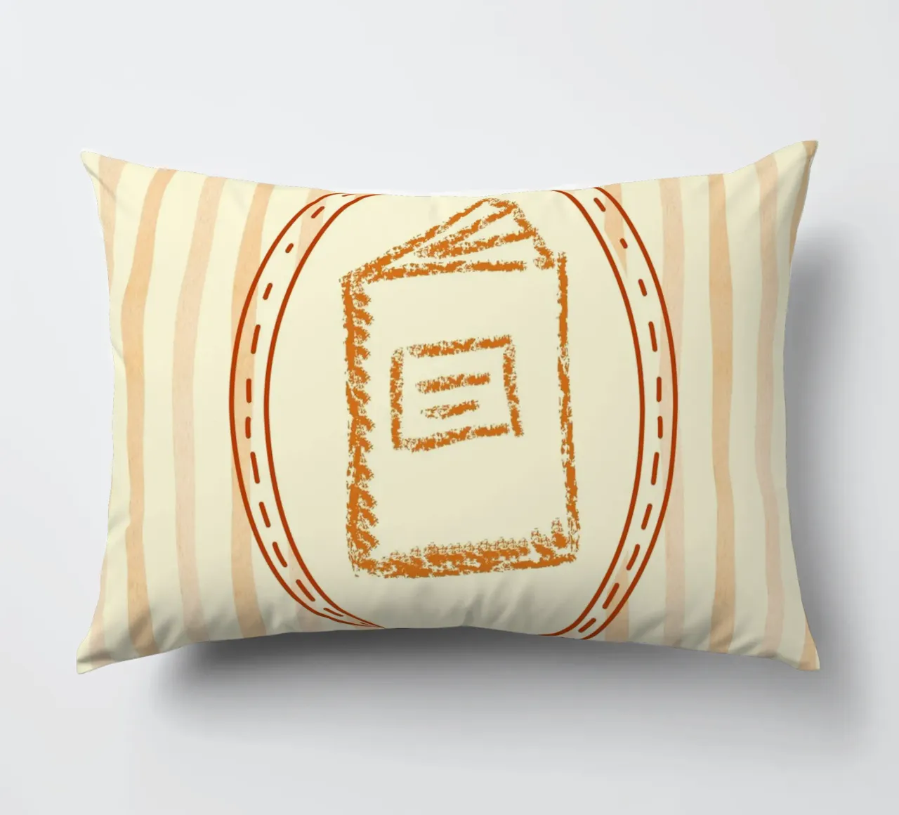 Minimalist Book in Oval Frame Library Art decorative cushion by vintagepod