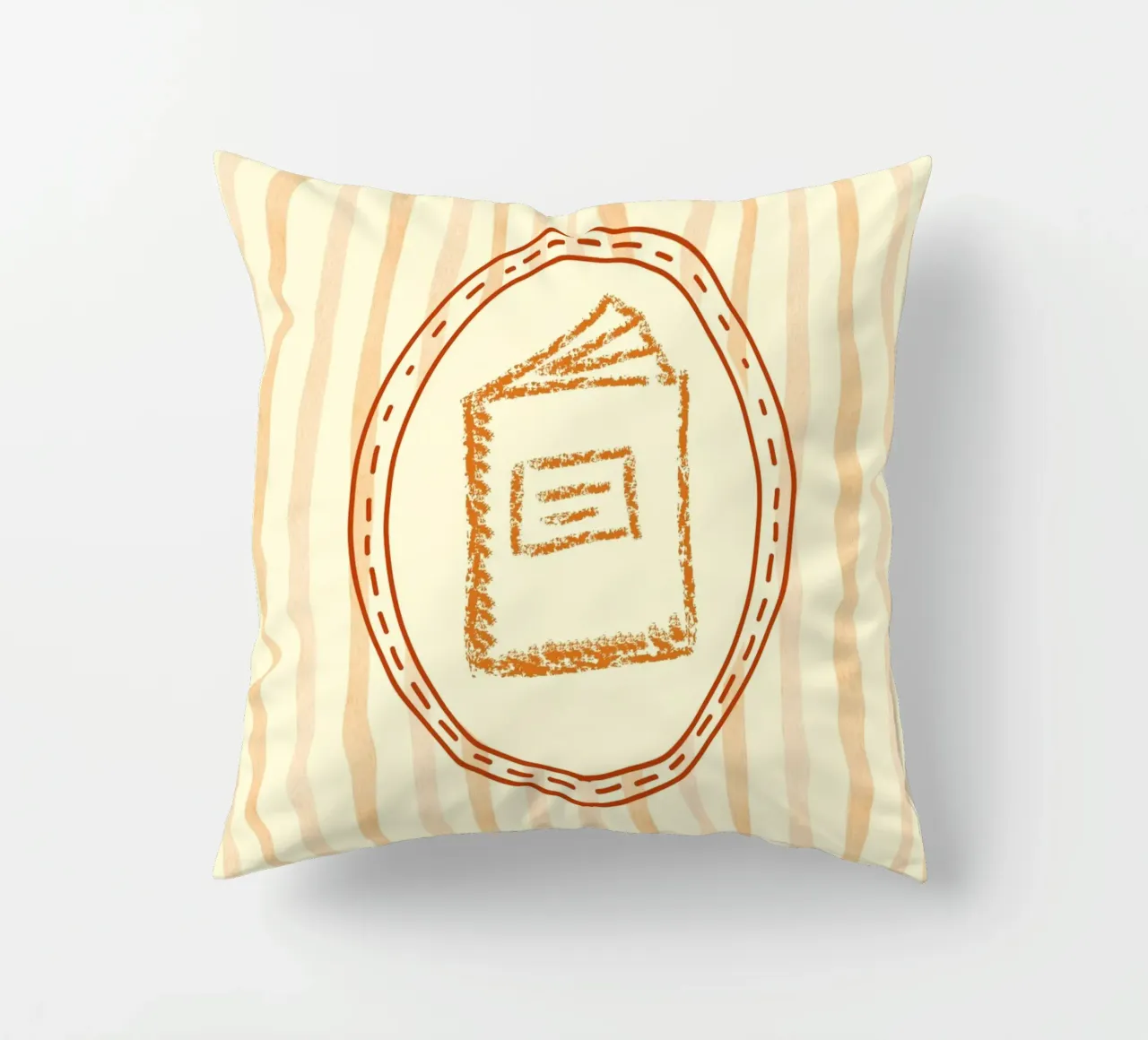 Minimalist Book in Oval Frame Library Art decorative cushion by vintagepod
