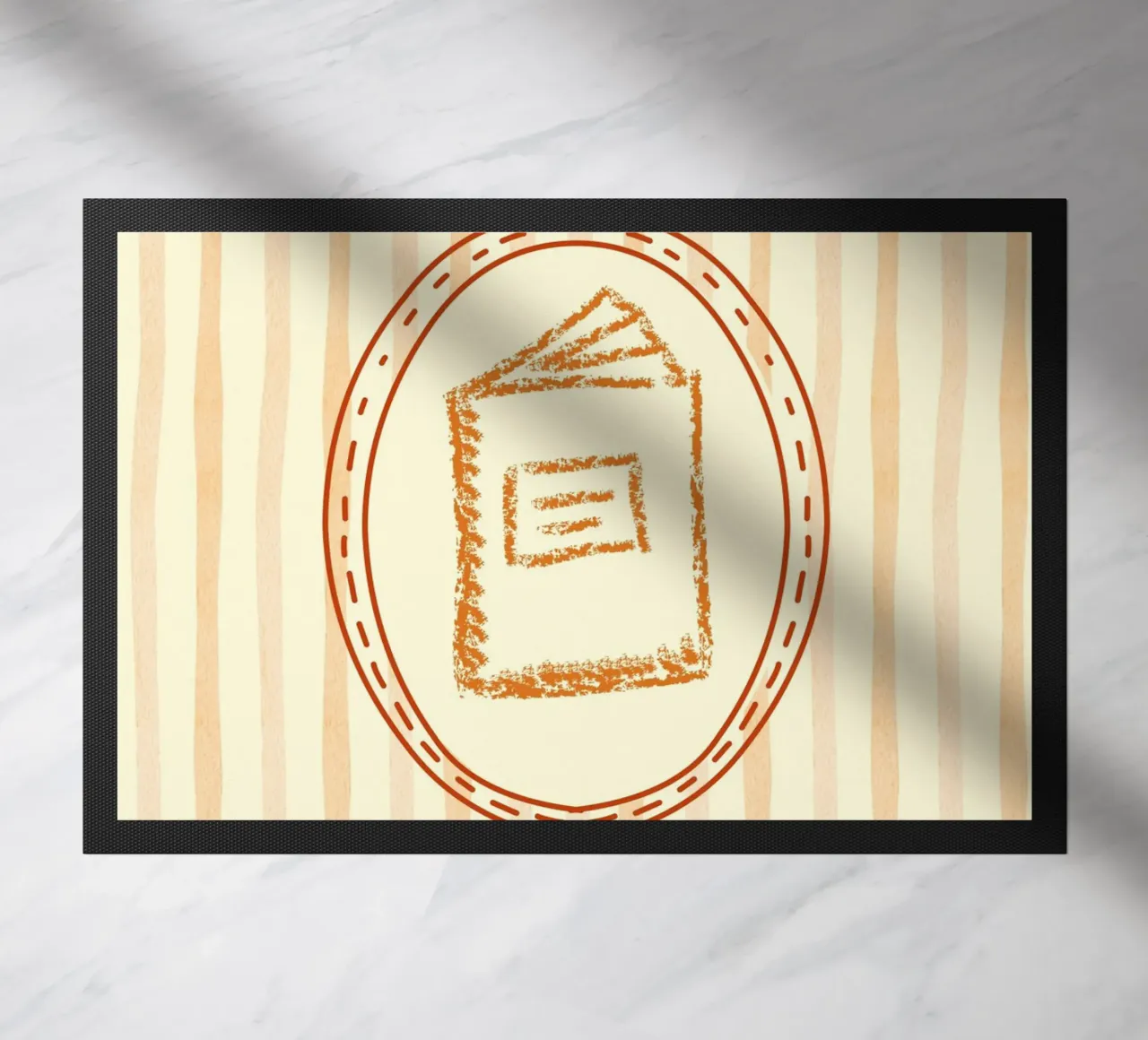 Minimalist Book in Oval Frame Library Art doormat by vintagepod