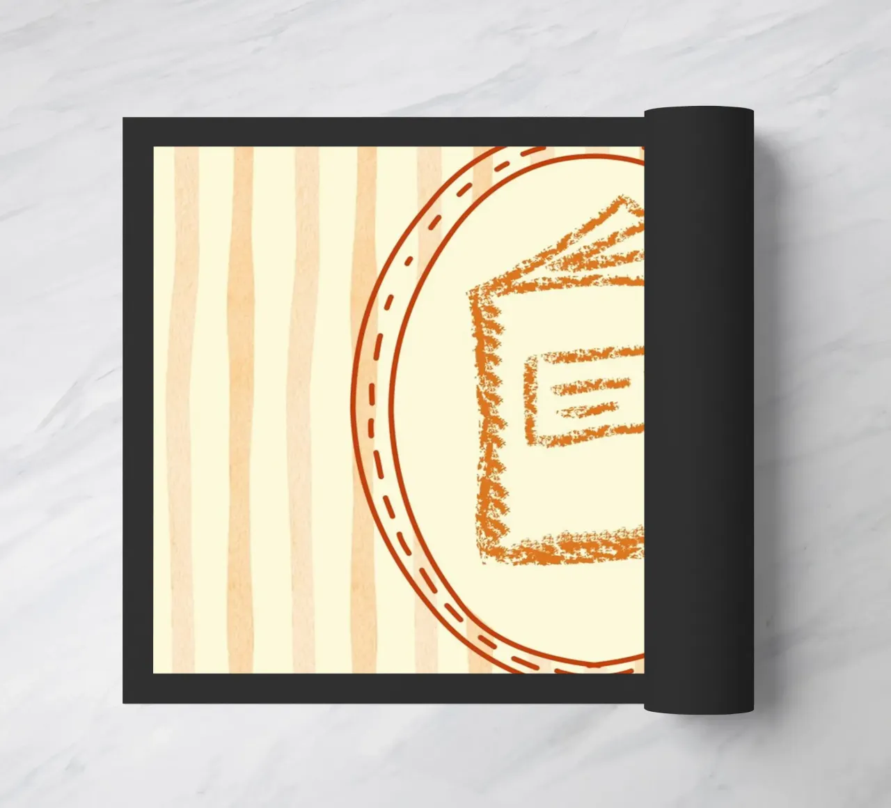 Minimalist Book in Oval Frame Library Art doormat by vintagepod