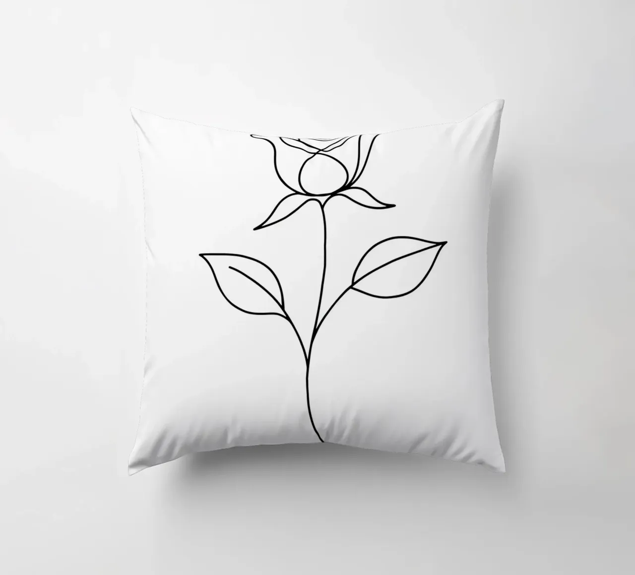 Una linea di fiori di rosa in fiore minimale cuscino da Attaboy Dsgn