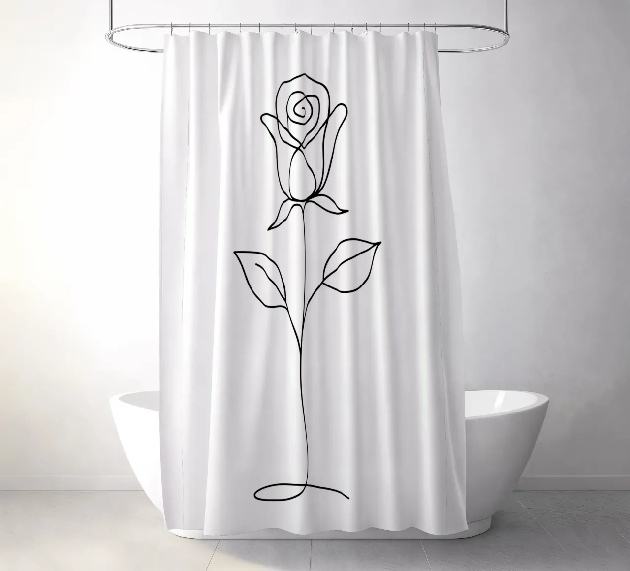 Una linea di fiori di rosa in fiore minimale tenda da doccia da Attaboy Dsgn