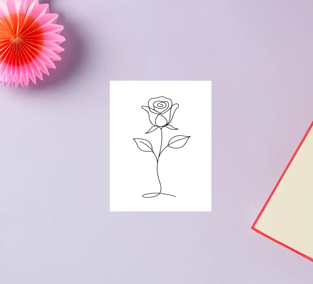 Una linea di fiori di rosa in fiore minimale adesivo da Attaboy Dsgn