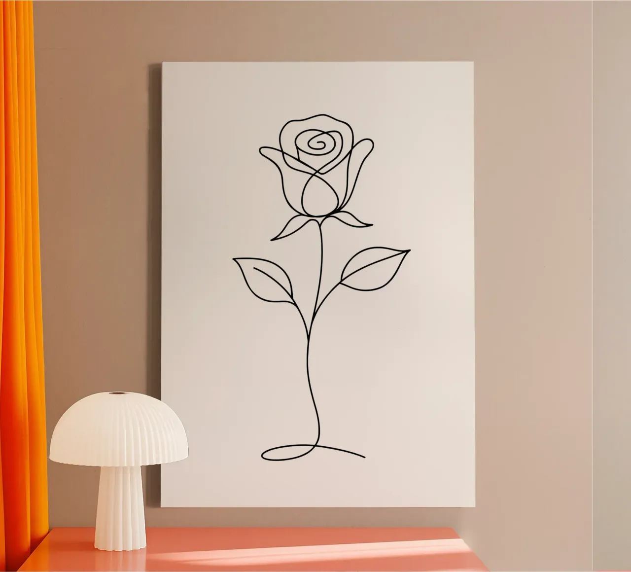 Una linea di fiori di rosa in fiore minimale tela con Cornice a cassetta da Attaboy Dsgn