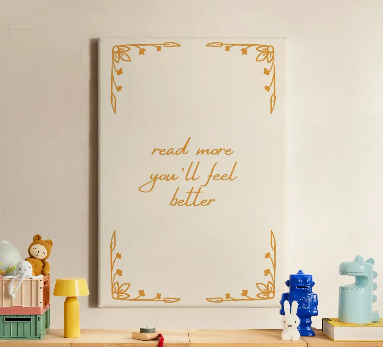 "Poster con citazione "Leggi di più, ti sentirai meglio tela con Cornice a cassetta da vintagepod