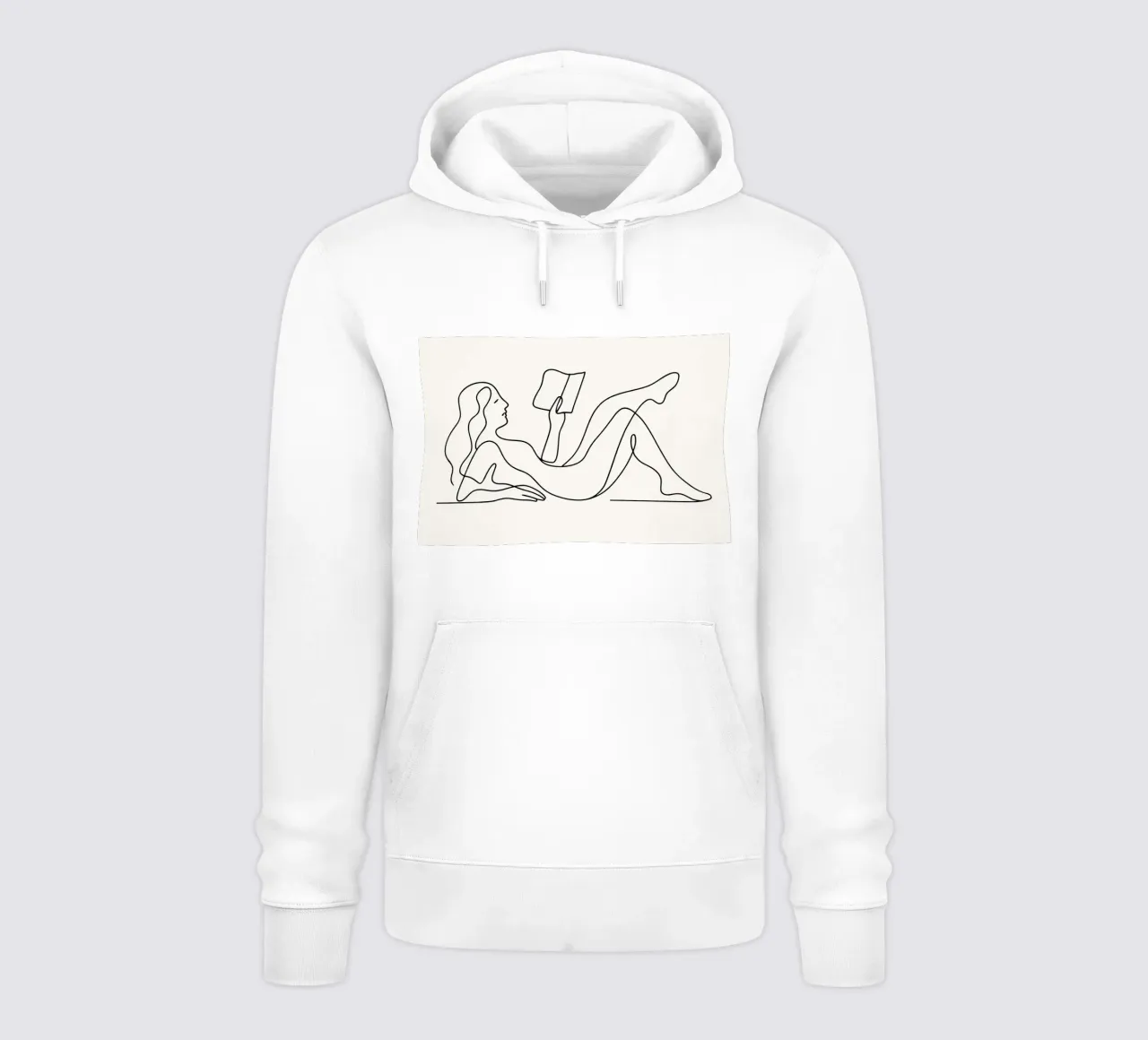 Repose in Lines Woman Reading felpa con cappuccio da Attaboy Dsgn