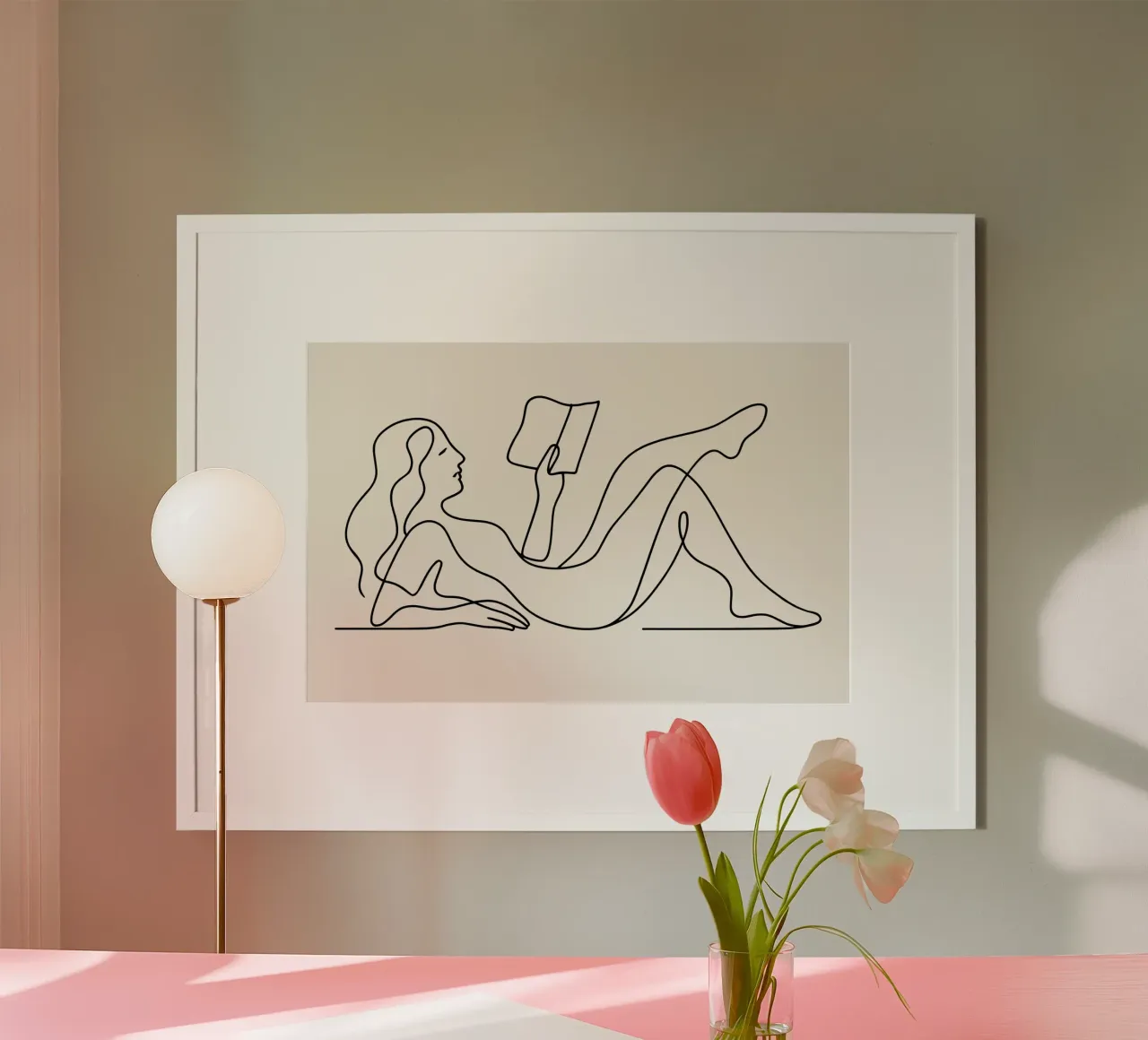 Repose in Lines Woman Reading poster da Attaboy Dsgn
