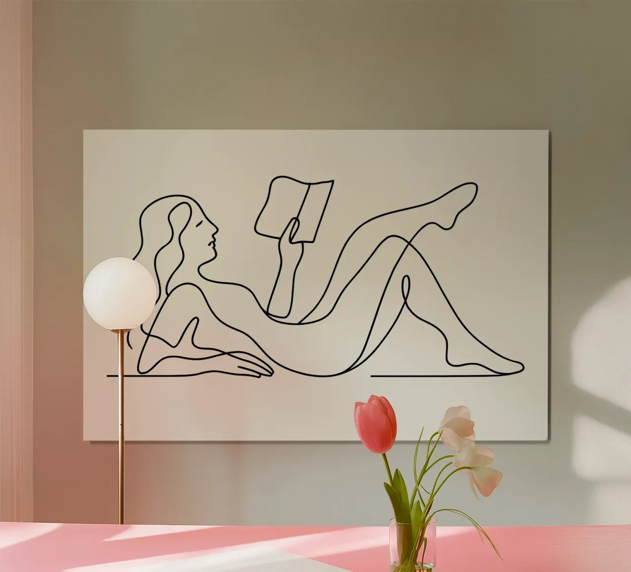 Repose in Lines Woman Reading poster da Attaboy Dsgn