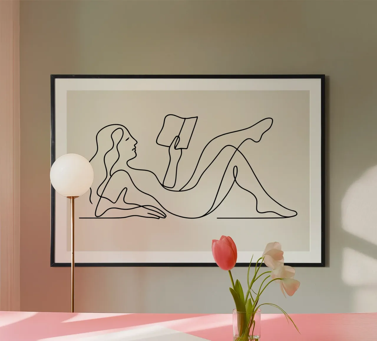 Repose in Lines Woman Reading poster da Attaboy Dsgn