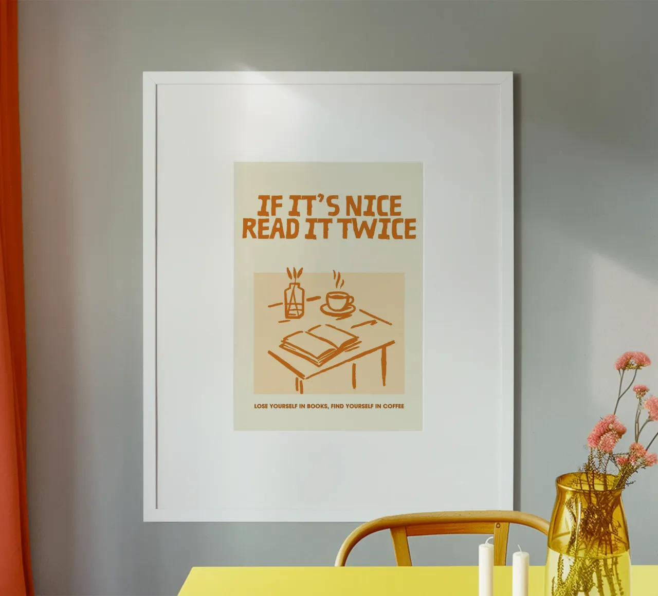"Poster per libri e caffè "Leggetelo due volte poster con telaio in plastica da vintagepod