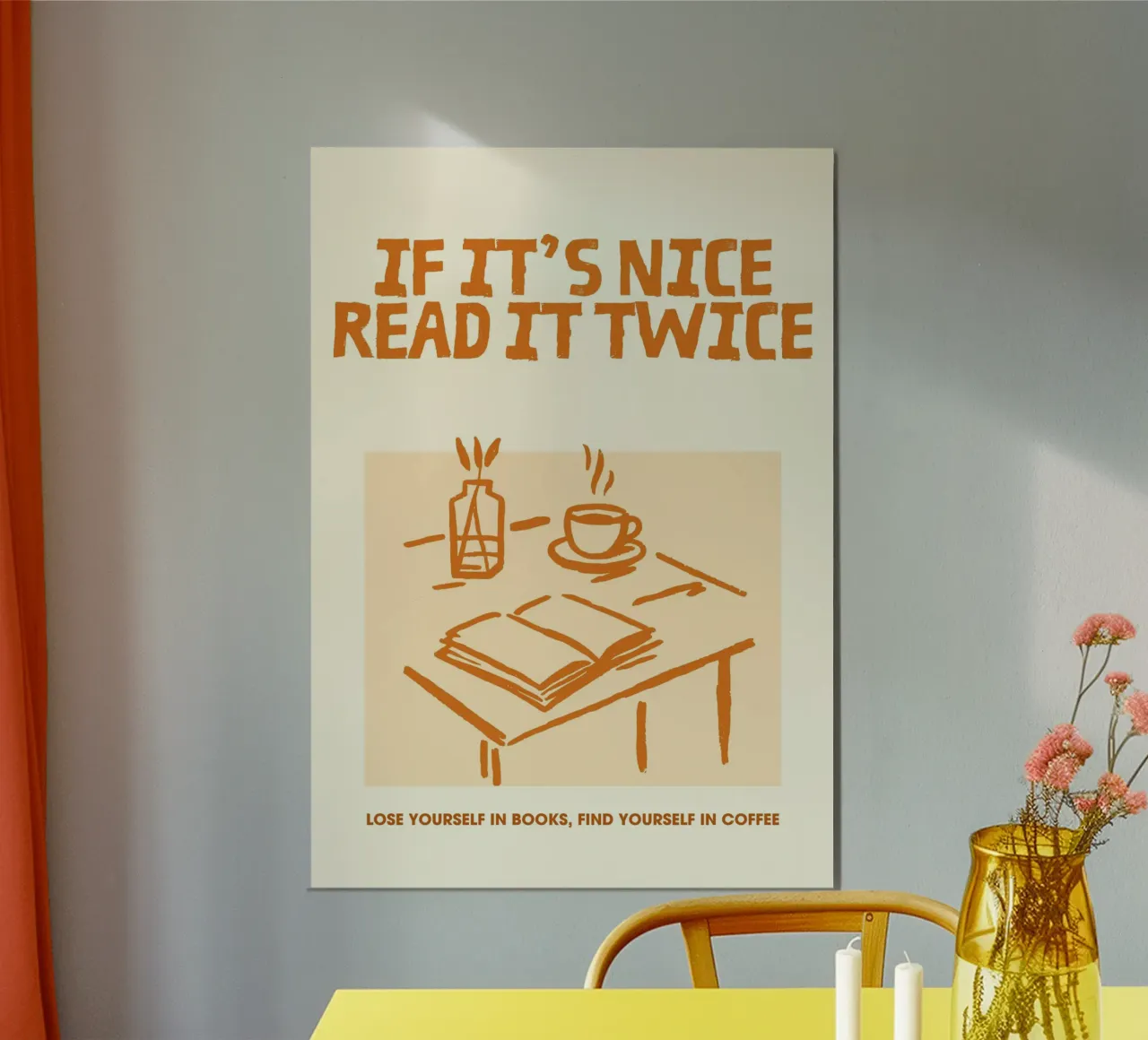 "Poster per libri e caffè "Leggetelo due volte poster con telaio in plastica da vintagepod