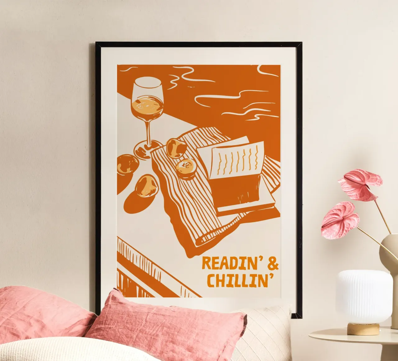 Poster per libri e vino "Readin' & Chillin'" poster da vintagepod
