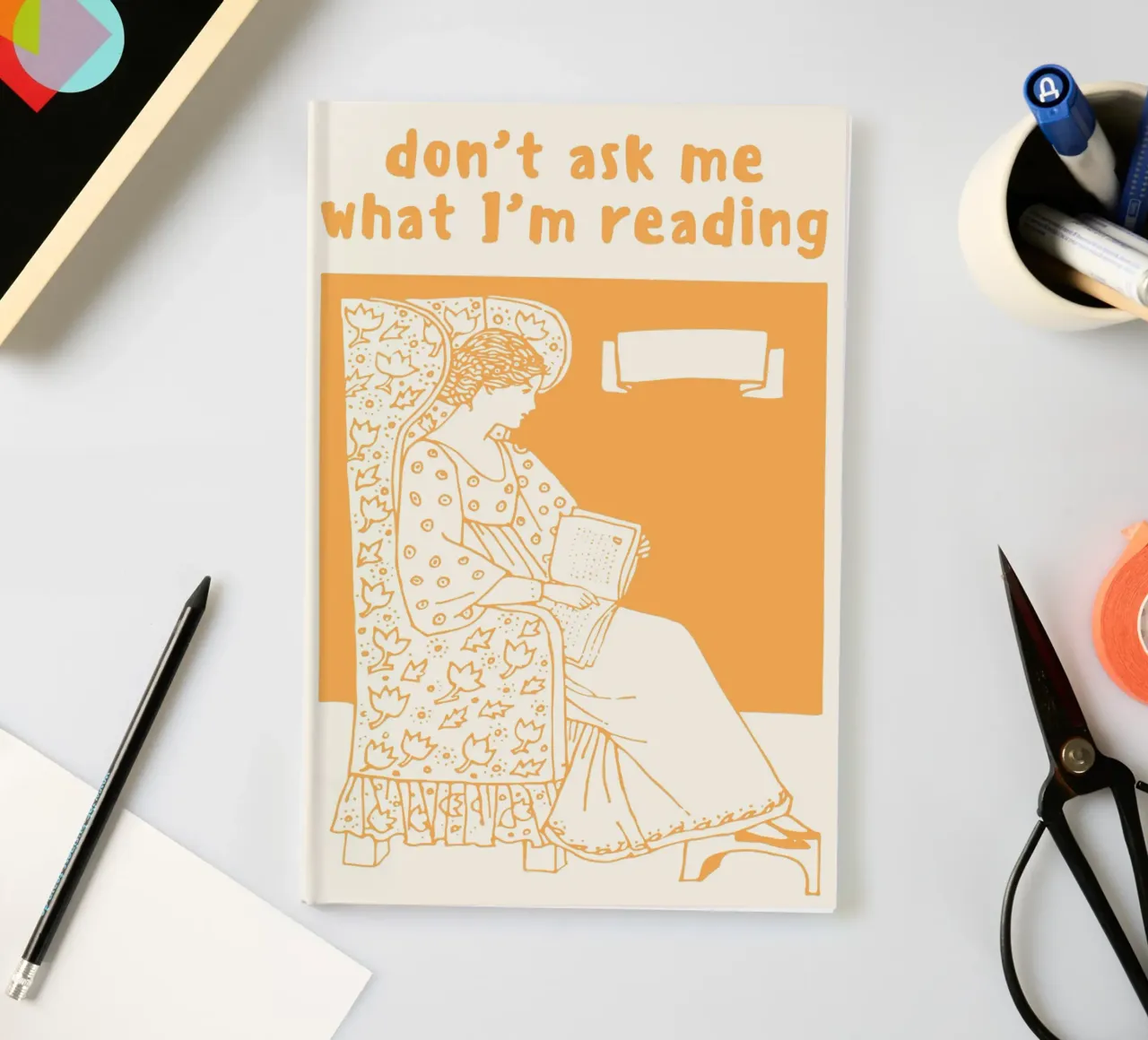 "Don't Ask Me What I'm Reading" Retro Poster notebook by vintagepod