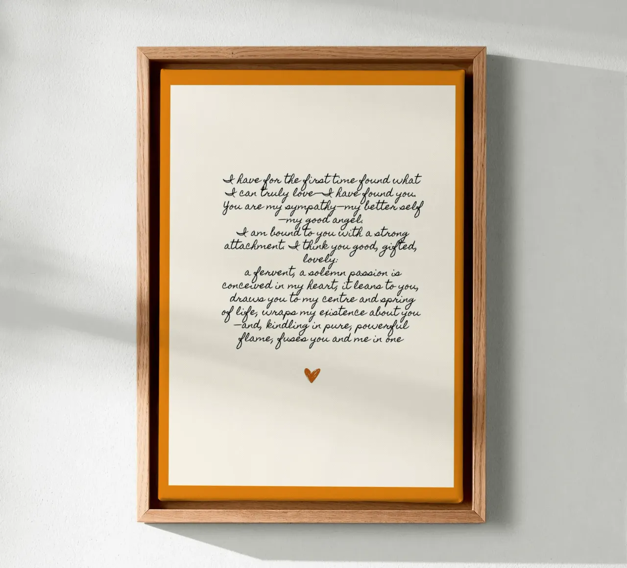 Charlotte Brontë Jane Eyre Liebe Zitat Poster Leinwand mit Schattenfugenrahmen von vintagepod