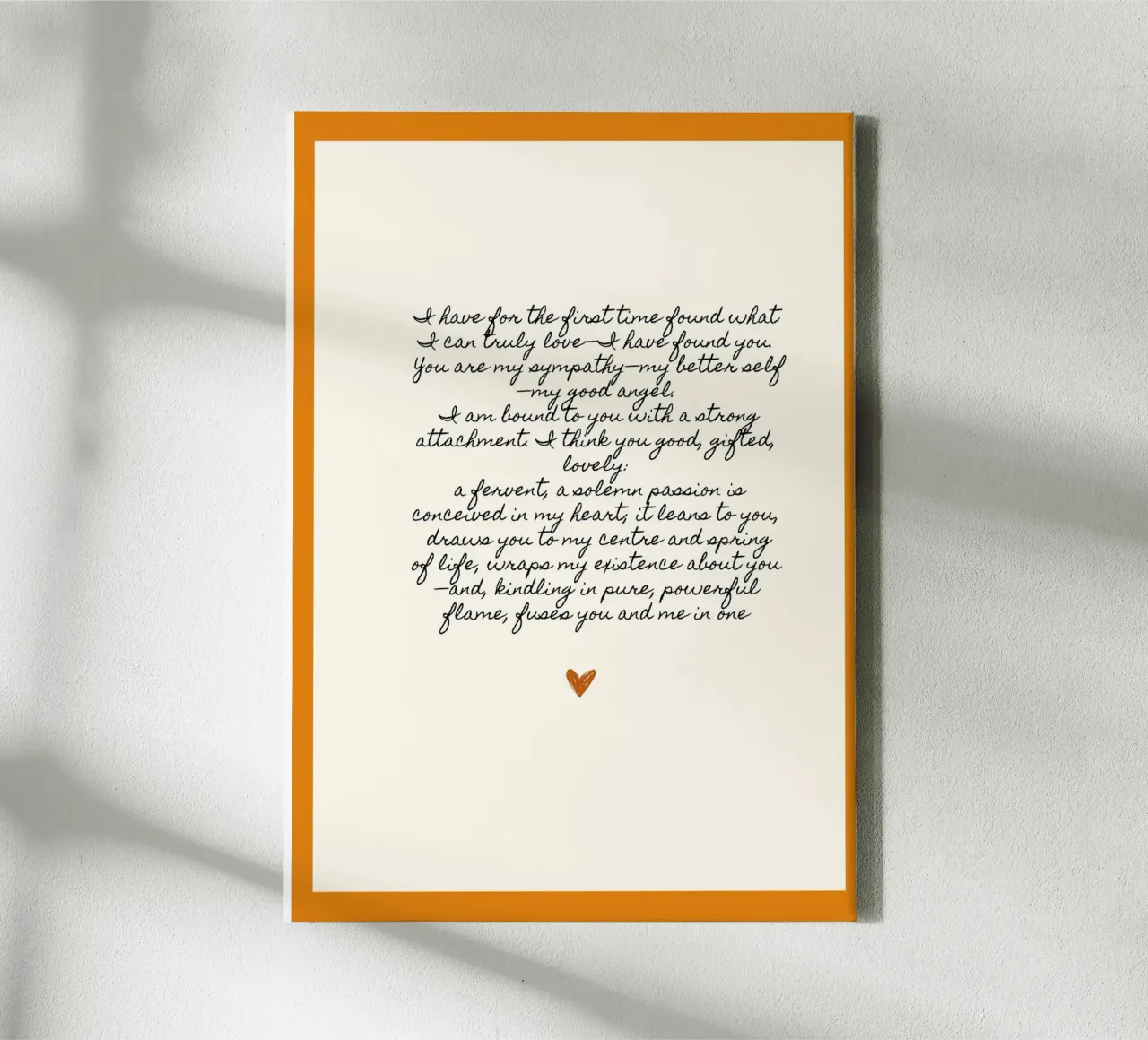 Charlotte Brontë Jane Eyre Liebe Zitat Poster Leinwand mit Schattenfugenrahmen von vintagepod