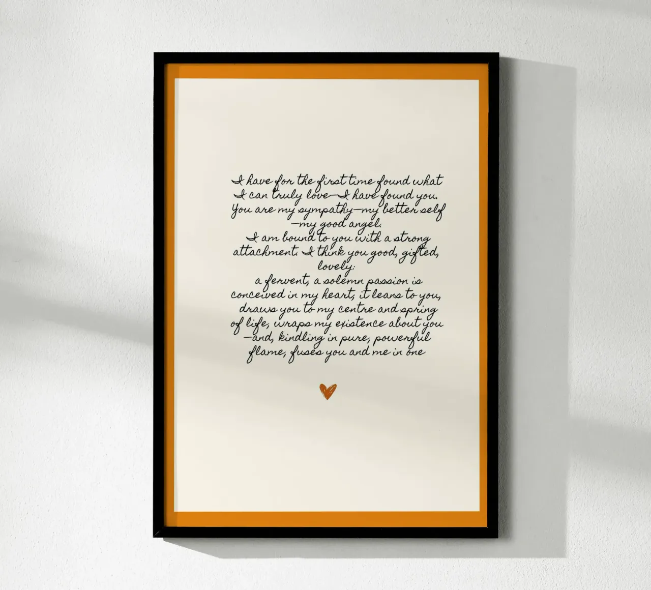 Poster con citazione d'amore di Charlotte Brontë Jane Eyre poster con telaio in legno da vintagepod