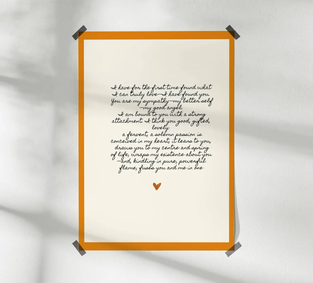 Poster con citazione d'amore di Charlotte Brontë Jane Eyre poster con telaio in legno da vintagepod