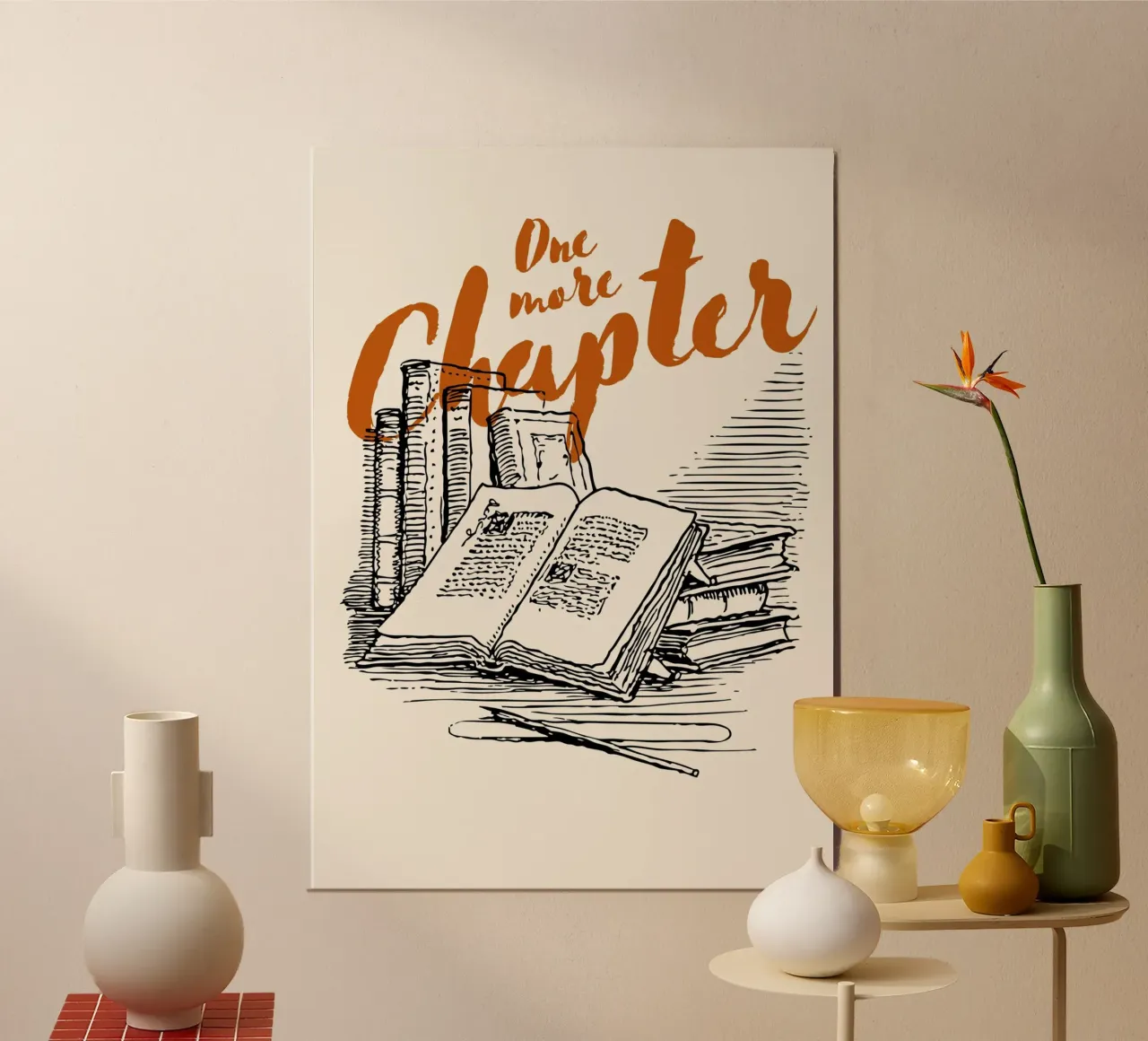 Affiche gravée d'époque "Un chapitre de plus". poster de vintagepod
