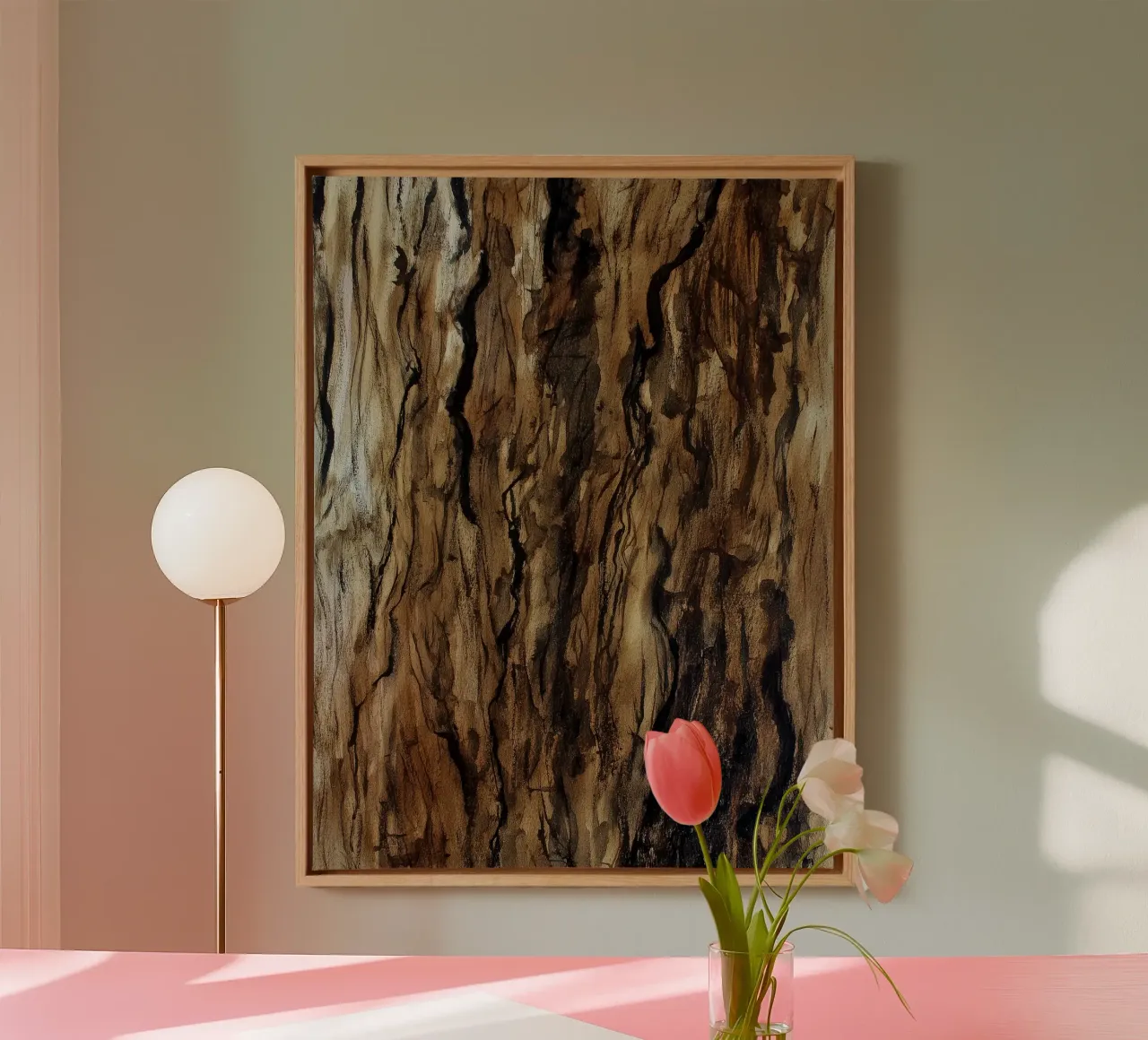 Bark Memory canvas with Floater frame by Luke Wilder Studio