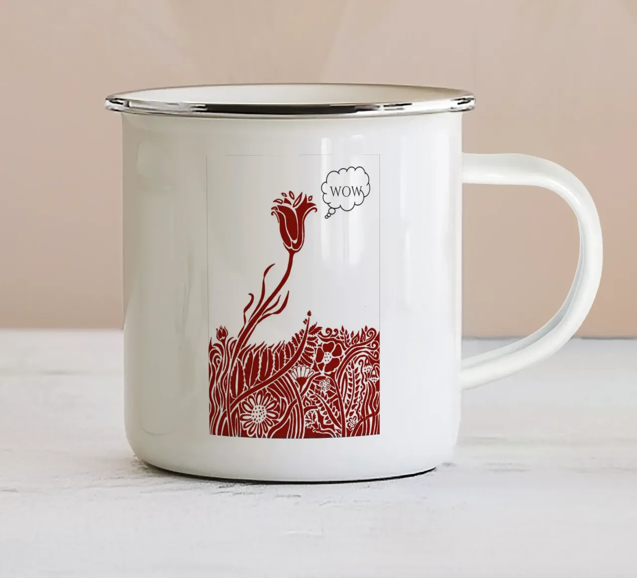 Wow! - Thinking Flowers. tazza in smalto da PaperLine Art