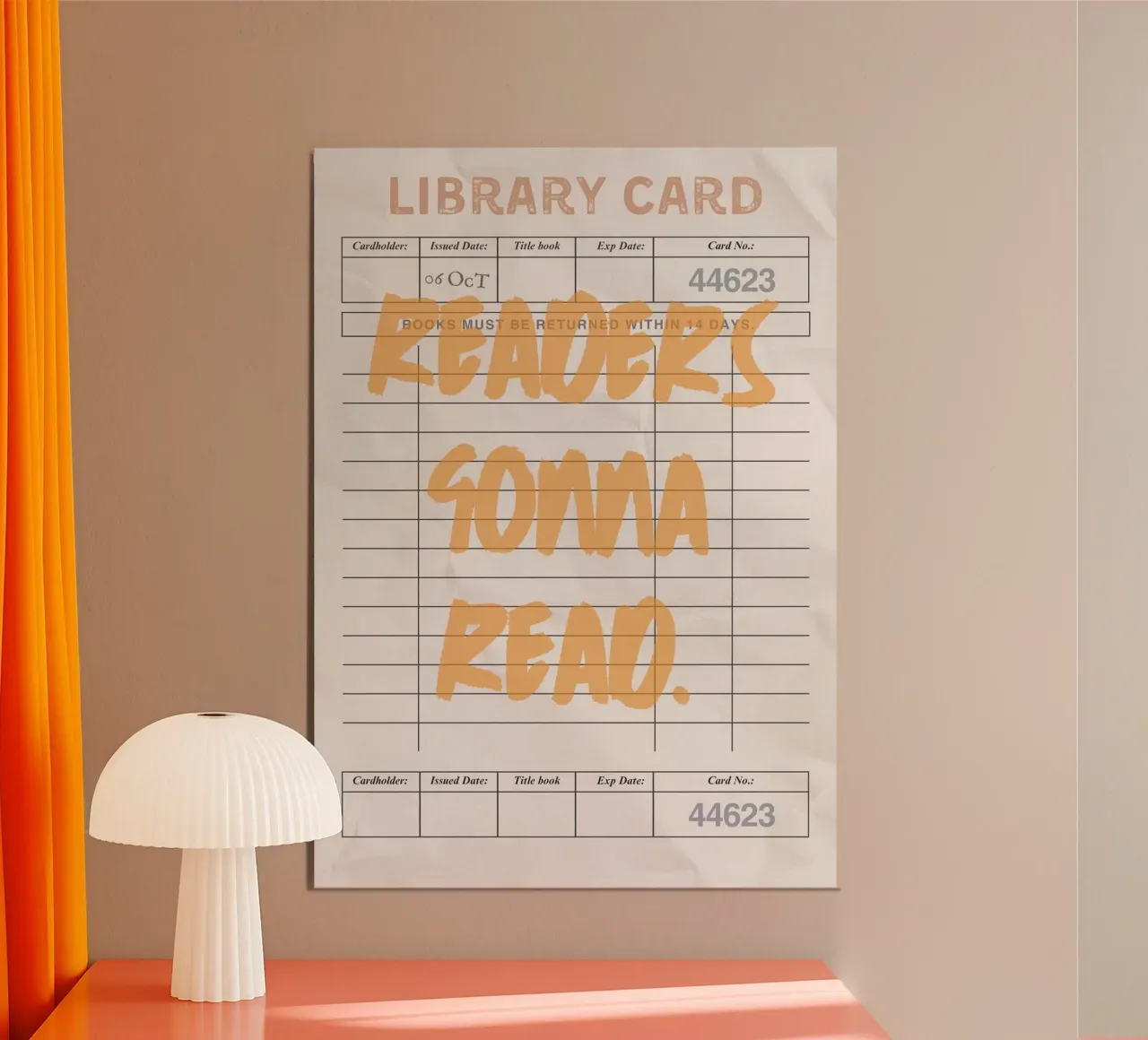 Poster d'epoca con la tessera della biblioteca "I lettori leggeranno". poster con telaio in legno da vintagepod
