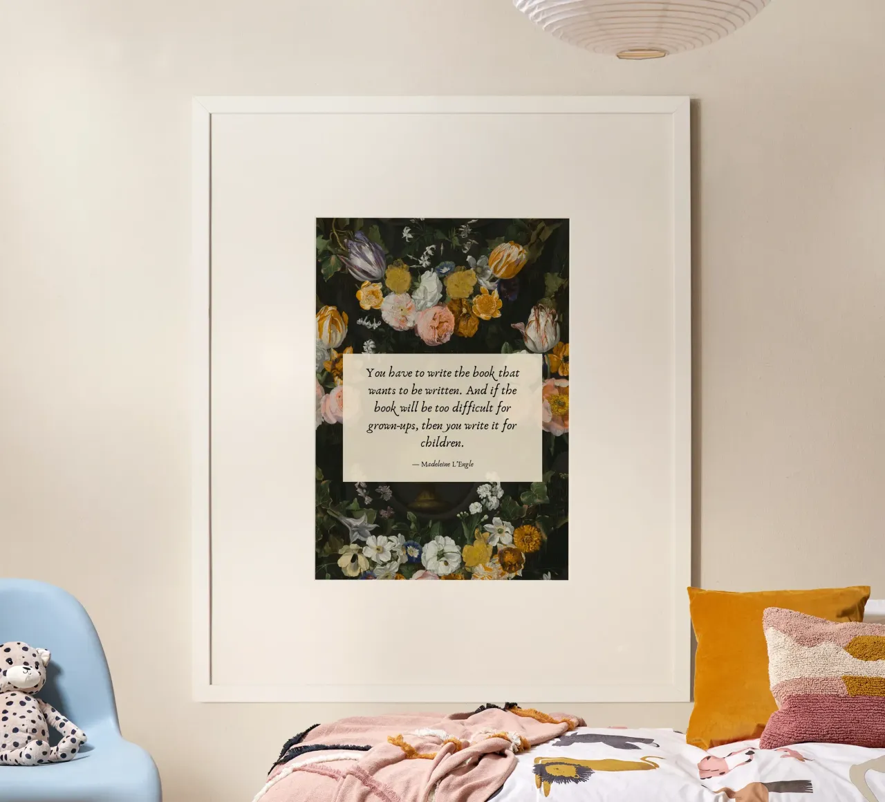 Poster floreale vintage con citazione di Madeleine L'Engle poster da vintagepod
