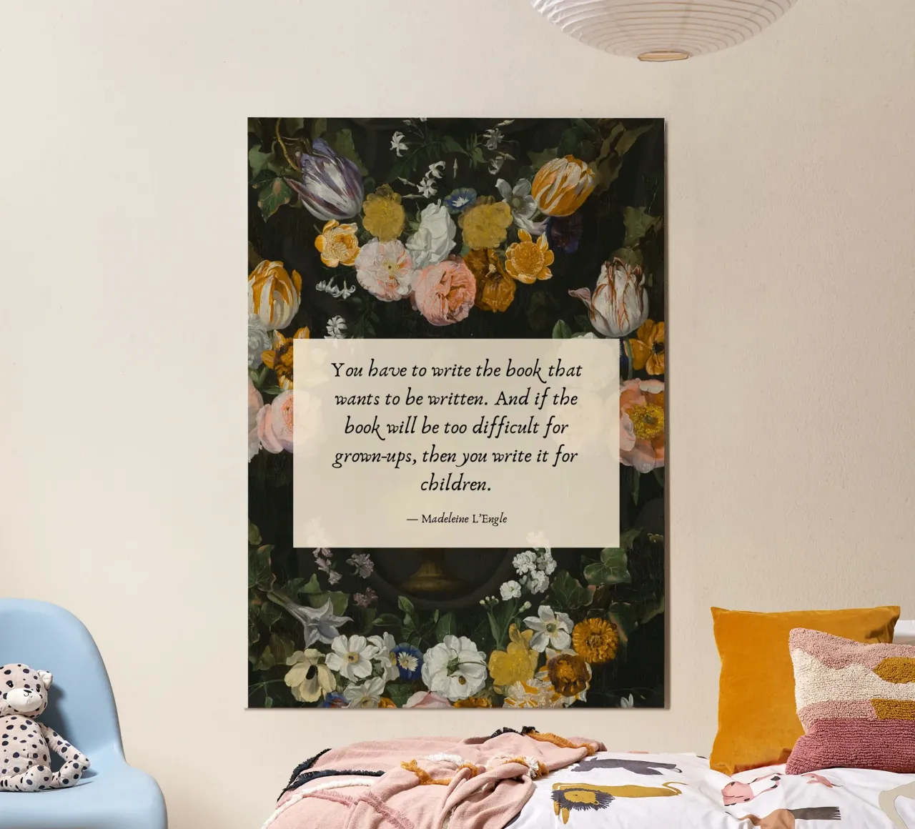 Poster floreale vintage con citazione di Madeleine L'Engle poster da vintagepod