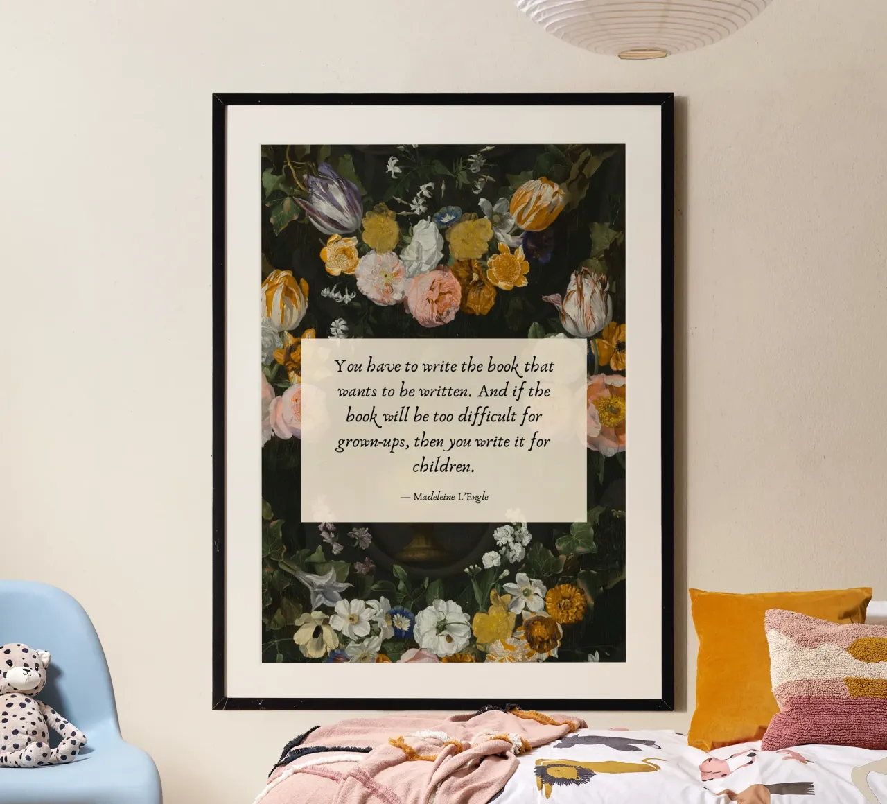 Poster floreale vintage con citazione di Madeleine L'Engle poster da vintagepod
