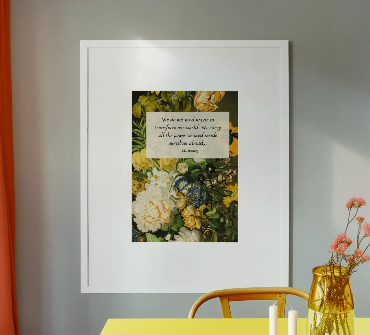 Poster floreale d'epoca con citazione di J.K. Rowling poster da vintagepod