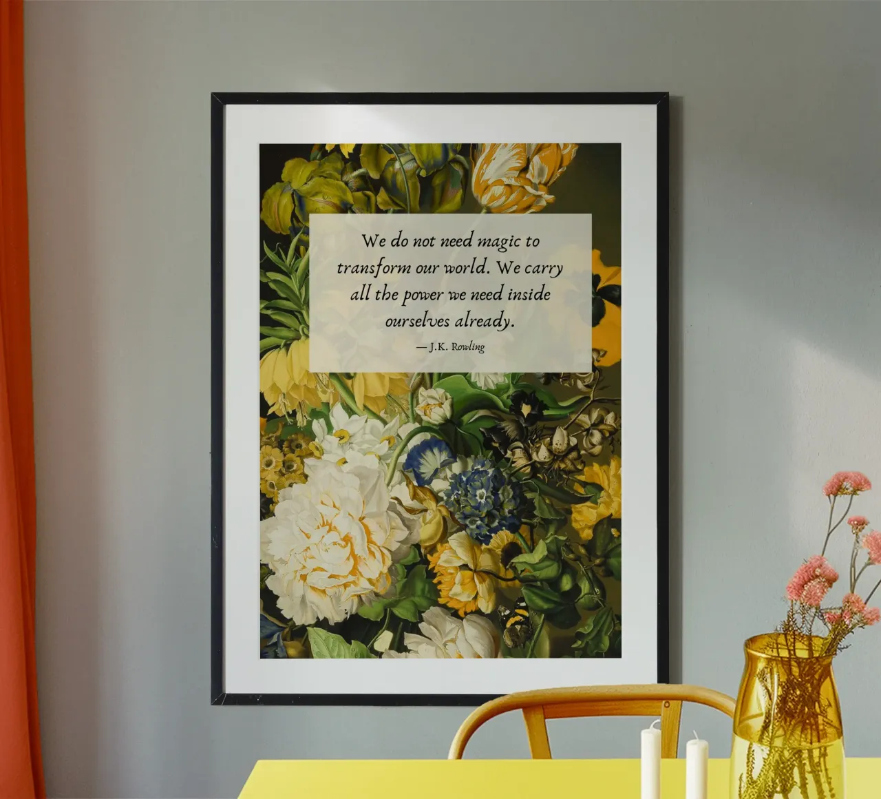 Poster floreale d'epoca con citazione di J.K. Rowling poster da vintagepod
