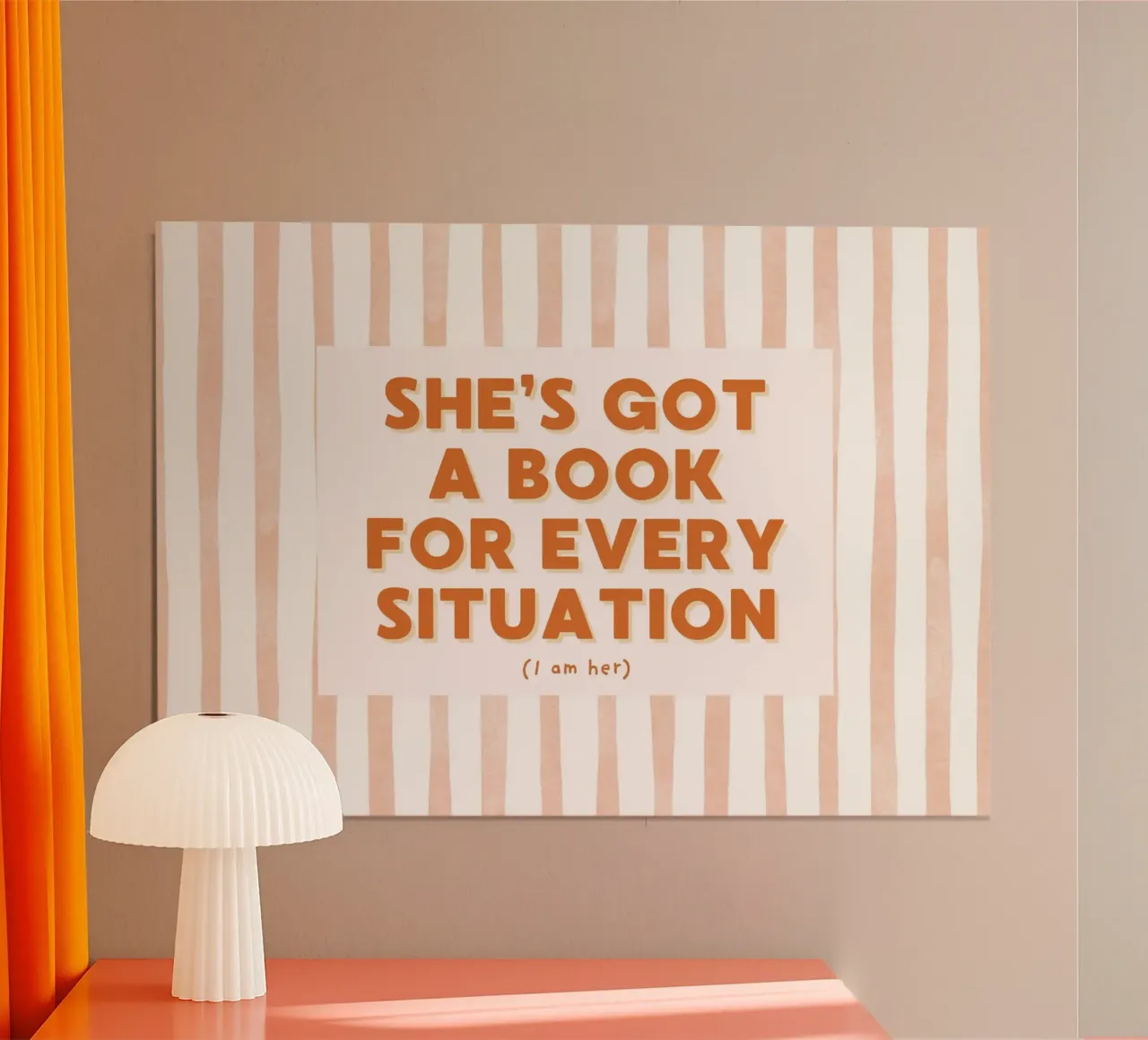 Poster minimalista "She's Got a Book for Every Situation" (Ha un libro per ogni situazione) poster con telaio in alluminio da vintagepod