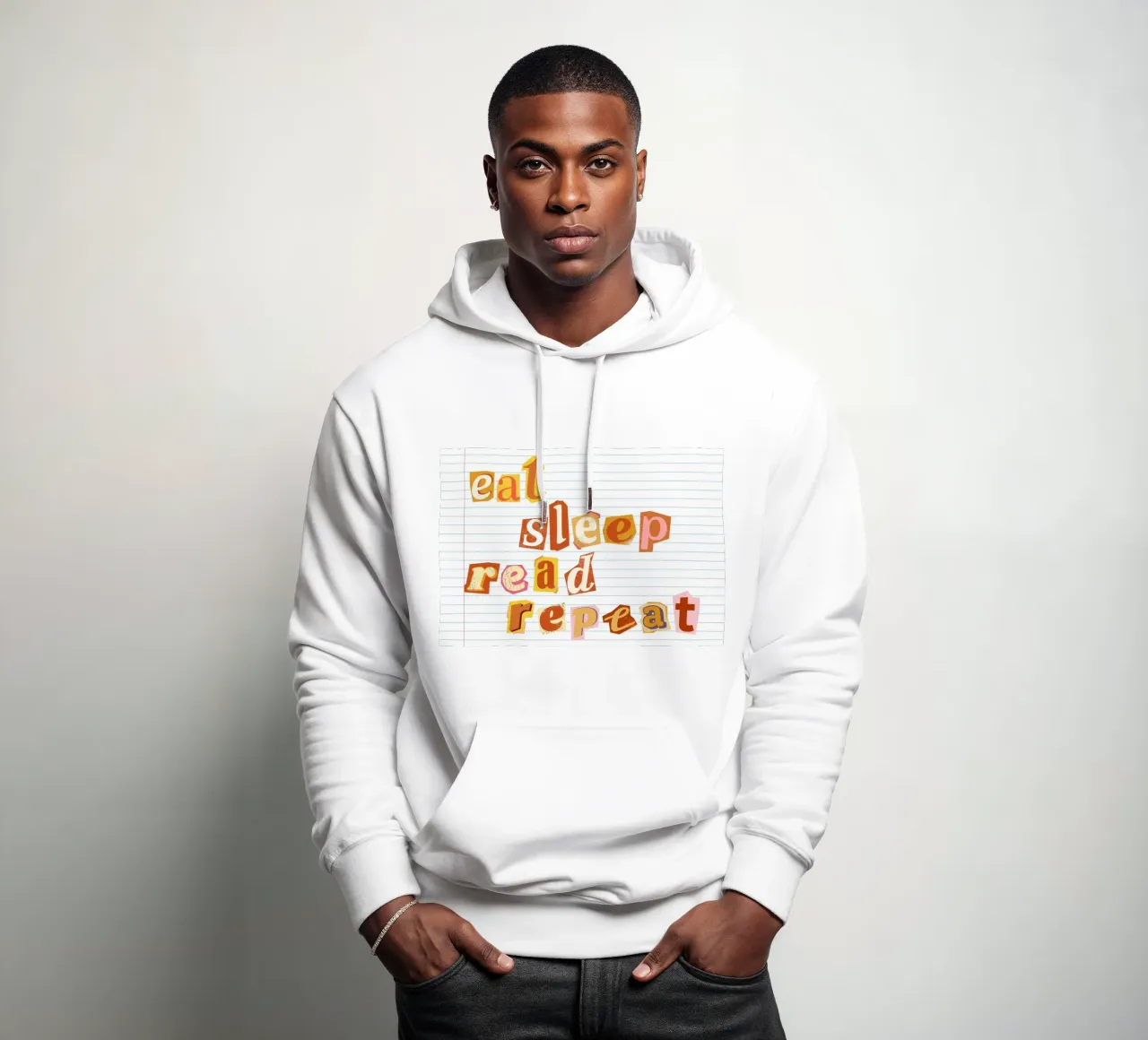 "Póster estilo nota de rescate "Eat Sleep Read Repeat sudadera con capucha de vintagepod