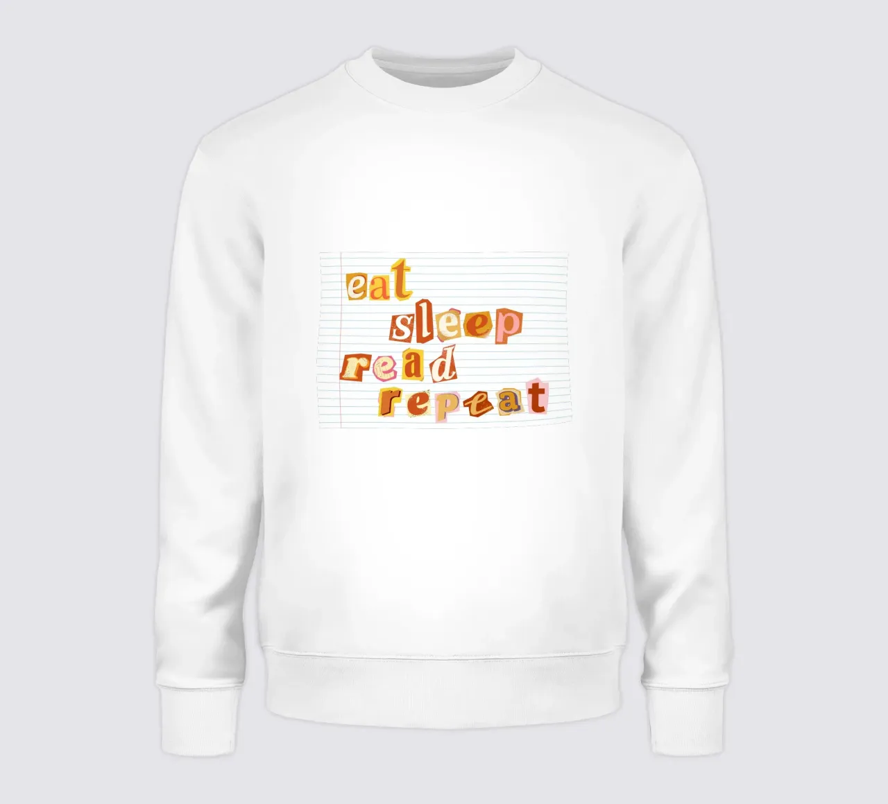 "Póster estilo nota de rescate "Eat Sleep Read Repeat sudadera de vintagepod