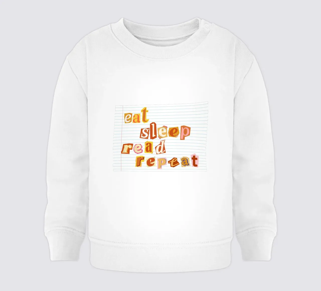"Póster estilo nota de rescate "Eat Sleep Read Repeat sudadera de bebé de vintagepod