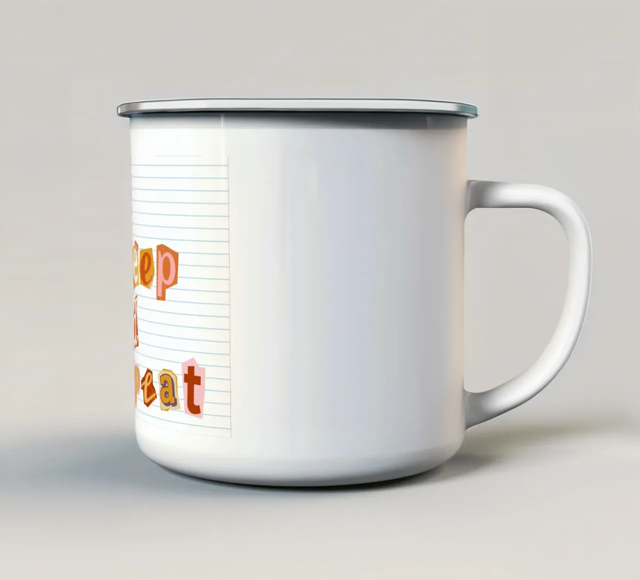Poster in stile "Eat Sleep Read Repeat" (Mangiare, dormire, leggere, ripetere) tazza in smalto da vintagepod