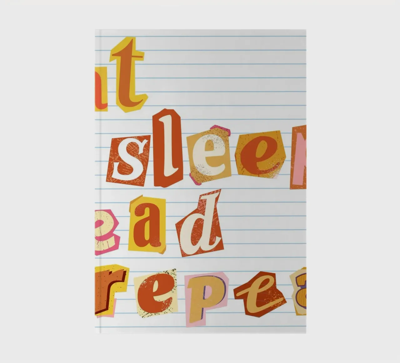 "Eat Sleep Read Repeat" Ransom Note Style Poster notebook by vintagepod
