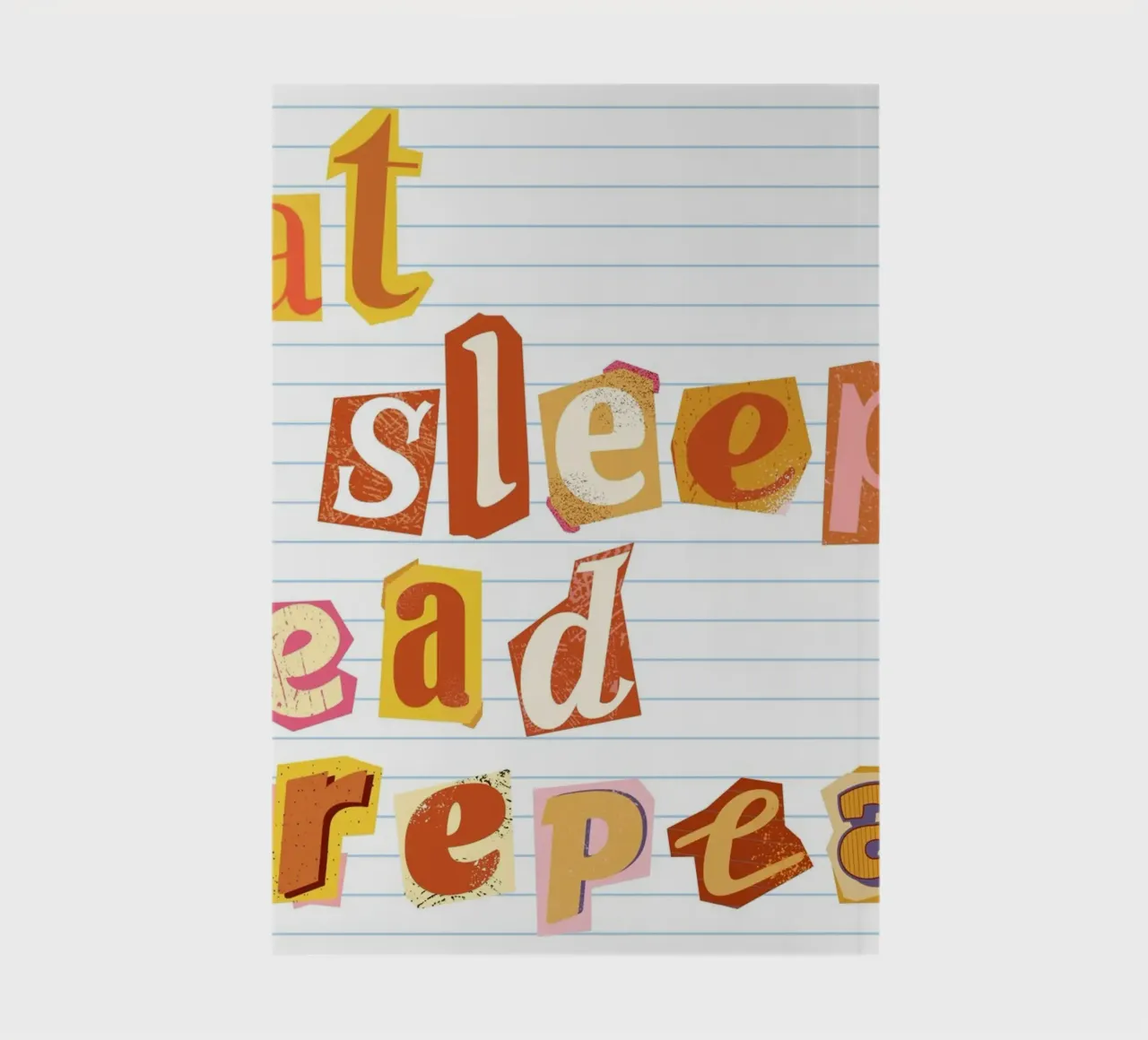 "Eat Sleep Read Repeat" Ransom Note Style Poster notebook by vintagepod