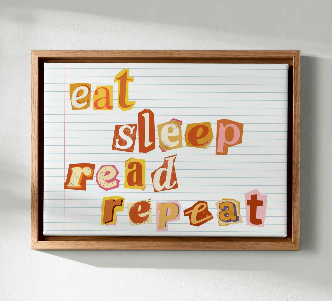 Eat Sleep Read Repeat" Affiche de type "Ransom Note" (note de rançon) toile avec Caisse américaine de vintagepod