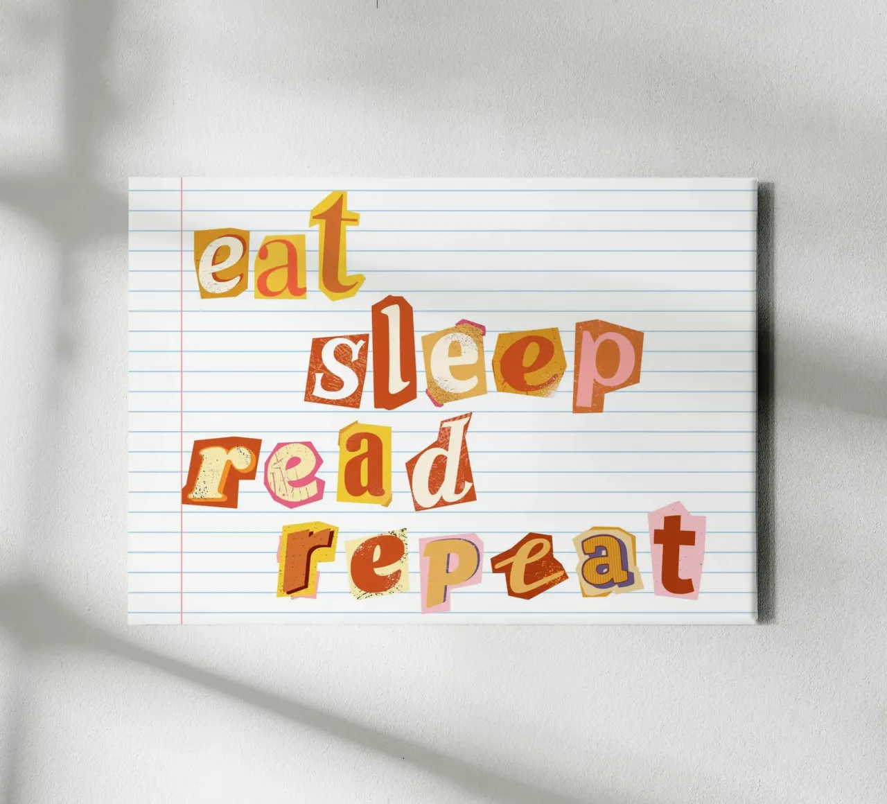 Eat Sleep Read Repeat" Affiche de type "Ransom Note" (note de rançon) toile avec Caisse américaine de vintagepod